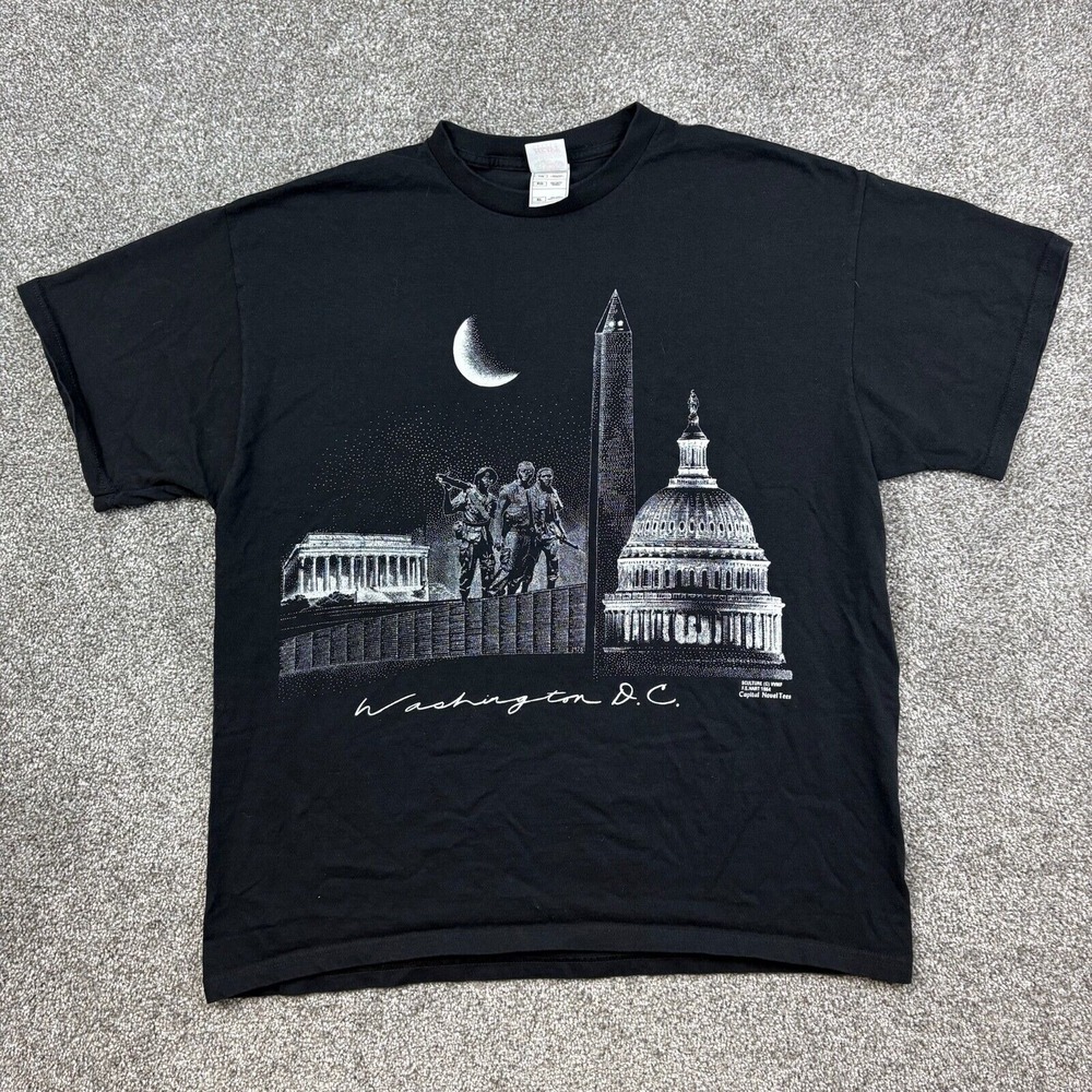 Vintage Washington DC Shirt Mens XL Black Capitol Building Monument Government